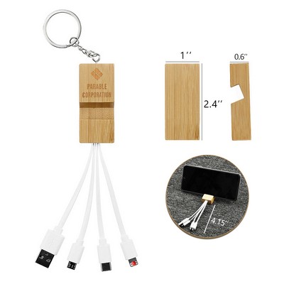 Bamboo Phone Stand 4-in-1 Charging Cable