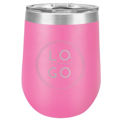 Pink Stemless Tumbler, 12 oz. Insulated Polar Camel with Clear Lid