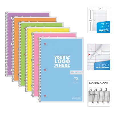 8 x 10.5 Inch 70-Page College Ruled Spiral Notebook