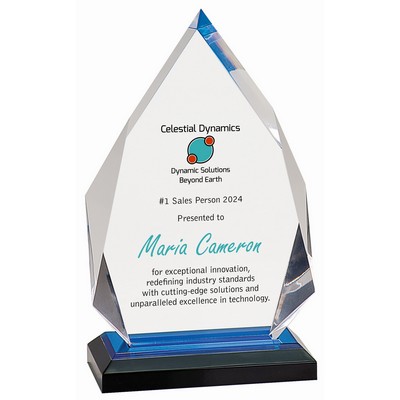 UV Printed 5 1/4" x 8 3/4" Blue Diamond Impress Acrylic Award