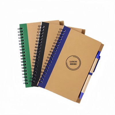 Kraft Paper Cover Spiral Journals and Pen Set