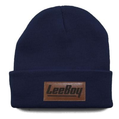 Custom Classic Cuffed Knit Beanie with Leather Patch