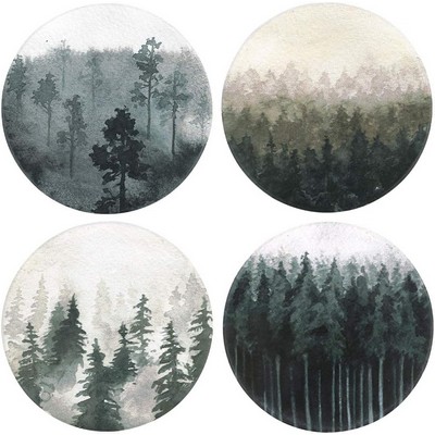 Round Stone Drink Coasters Set of 4 - Absorbent