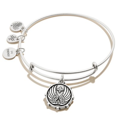 Alex and Ani® Guardian Angel Wings Charm Rafaelian Silver Bangle