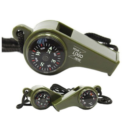 3-in-1 Survival Whistle with Compass and Thermometer