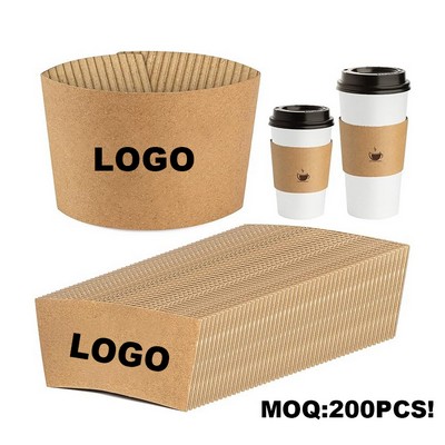 Custom Brown Kraft Paper Disposable Hot Beverages Coffee Cup Holder Sleeve