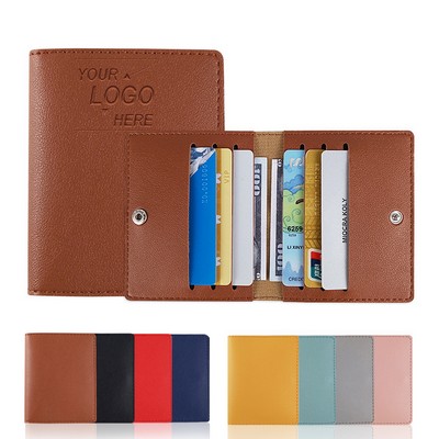 PU Leather Card Wallet with 6 Slots and 2 Pockets