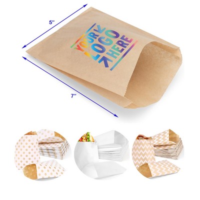 5 x 7 Inch Kraft Paper Bag Flat Paper Bag for Sales Treats Parties