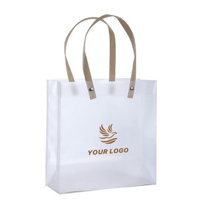 Clear Frosted Plastic Gift Bag With Handle