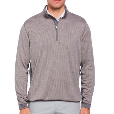 Callaway® Midweight 1/4 Zip Hex Pullover Sweater- Medium Gray Heather