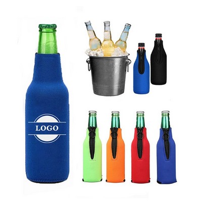 Beer Bottle Insulator Sleeve with Zipper