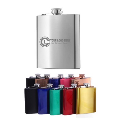 6 Oz Stainless Steel Colored Hip Flask