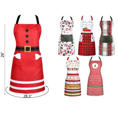 Christmas Apron with Pocket Women Kitchen Apron