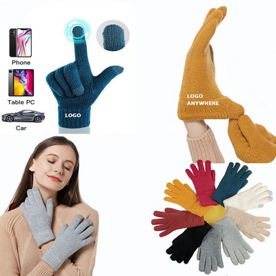 Fleecing Lining 3 Fingers Touch Screen Knit Gloves