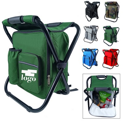 Foldable Camping Cooler Backpack Chair Stool