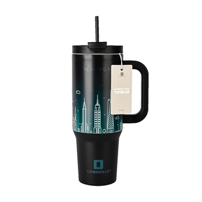 New York Double Walled Insulated 40 OZ Tumbler With Straw