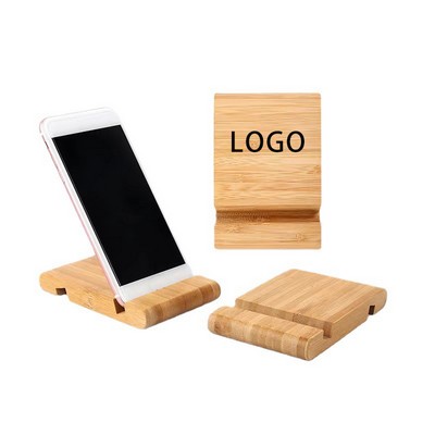 Dual Slots Laser Bamboo Phone Stand