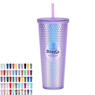 24 Oz. Studded Tumbler W/Straw