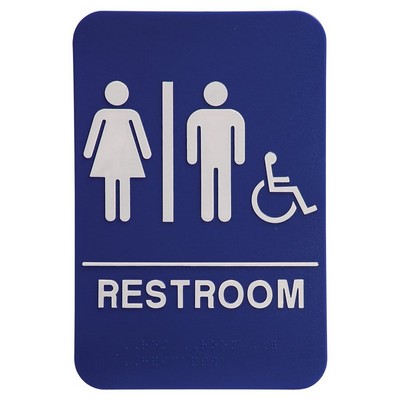 6" x 9" Unisex (w/wheelchair) Accessible Restroom Sign