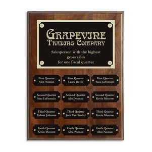 Walnut Perpetual Plaque w/18 Plates (10.5" x 13")